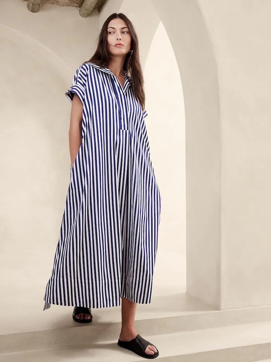 Banana Republic Dresses & Skirts - Banana Republic NWT Blue/White Striped Cruz Poplin Maxi Dress XS/S